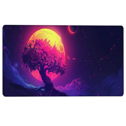 Mousepad Rot Großes Gaming-Mauspad mit genähten Kanten, Mond Mouse Pad, XL-Mauspad mit rutschfeste Unterseite, Mouse Pads für Gaming, Büro, Zuhause, (1200 x 600 x 3 MM) 6-G von LUESUAYN