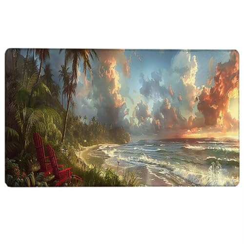 Ozean Mauspad, Große Grün Schreibtisch Matte, (600 x 300 x 3 MM) Gaming Tastatur Matte, rutschfeste Gummibasis Mousepad, Großer Erweiterter Schreibtisch Schutz Für Home Office 5-R von LUESUAYN