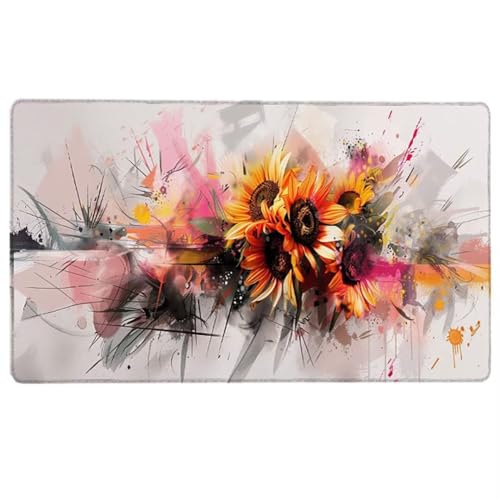 Sonnenblume Gaming Mauspad XXL - Großes Mousepad 90 x 30 cm - rutschfeste Schreibtischunterlage für Gaming und Büro - Schreibtischunterlage - Gelb Large Mouse pad H-8 von LUESUAYN