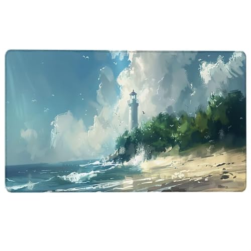 Strand Mauspad, Große Weiß Schreibtisch Matte, 80 x 30 cm Gaming Tastatur Matte, rutschfeste Gummibasis Mousepad, Großer Erweiterter Schreibtisch Schutz Für Home Office 3-N von LUESUAYN