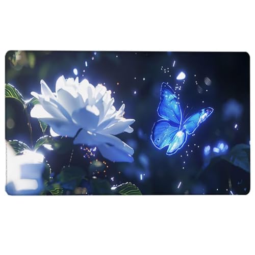 XL Mauspad Schmetterling - Schreibtischunterlage Blau - Gaming Mousepad XXL 1000 x 500 x 3 mm - Mauspad Gaming - rutschfeste Unterseite, Wasserabweisend und Verstärkte Kanten 6-L von LUESUAYN