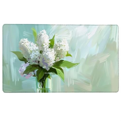 XXL Mauspad Blume Gaming Mauspad 90 x 40 cm - XXL Mousepad Weiß - Tischunterlage Large Size - verbessert Präzision & Geschwindigkeit - Stabiler Halt auf Glatten Oberflächen N-8 von LUESUAYN