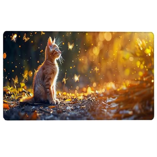 XXL Mauspad Katze Gaming Mauspad (900 x 300 x 3 MM) - XXL Mousepad Gelb - Tischunterlage Large Size - verbessert Präzision & Geschwindigkeit - Stabiler Halt auf Glatten Oberflächen J-U von LUESUAYN