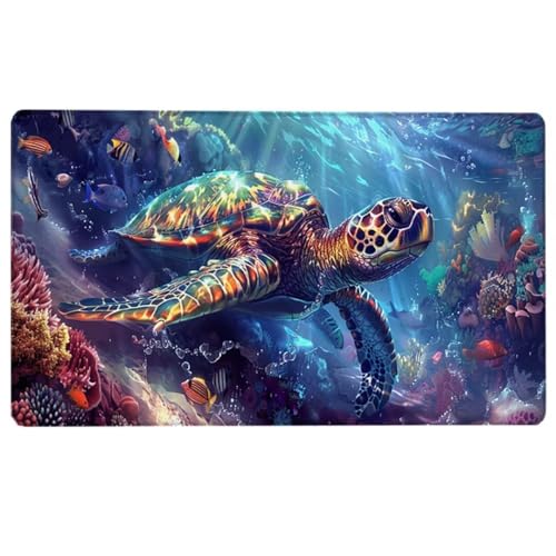 XXL Mauspad Meeresschildkröte Gaming Mauspad (900 x 300 x 3 MM) - XXL Mousepad Blau - Tischunterlage Large Size - verbessert Präzision & Geschwindigkeit - Stabiler Halt auf Glatten Oberflächen 5-6 von LUESUAYN