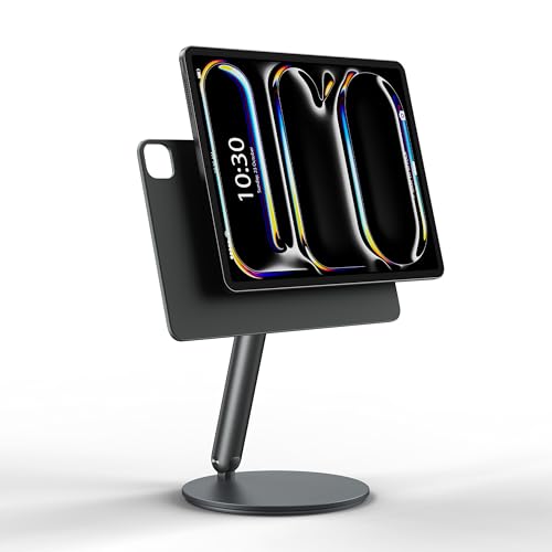 LULULOOK Magnetisch iPad Ständer für iPad Pro 11'' M4 (2024), Faltbar iPad Pro Ständer mit 360° Schwenk Basis, Verstellbar Tragbar Magnet Tablet Ständer Desktop Halterung aus Alle Aluminium Legierung von LULULOOK