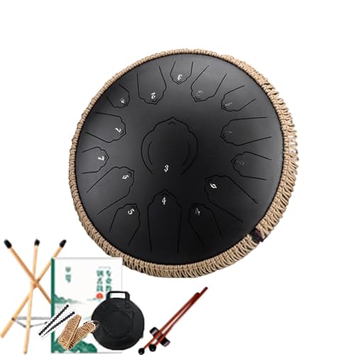 Rain Drum Geeignet Für Anfänger Schlaginstrumente Regentrommel Mit Einem Dicken Schlagsack Und Einer Fingerhülle Zungentrommel Geeignet Als Geschenk(13 inch,Black A) von LUNCHS