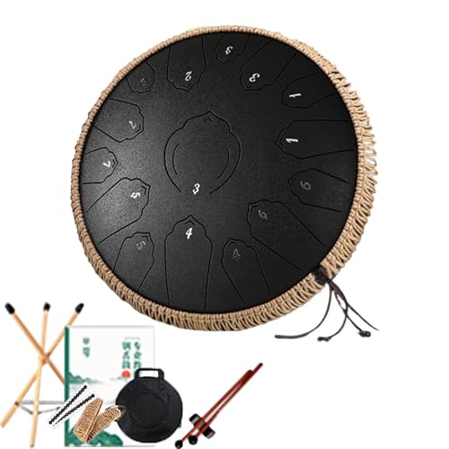 Rain Drum Geeignet Für Anfänger Schlaginstrumente Regentrommel Mit Einem Dicken Schlagsack Und Einer Fingerhülle Zungentrommel Geeignet Als Geschenk(14 inch,Black B) von LUNCHS