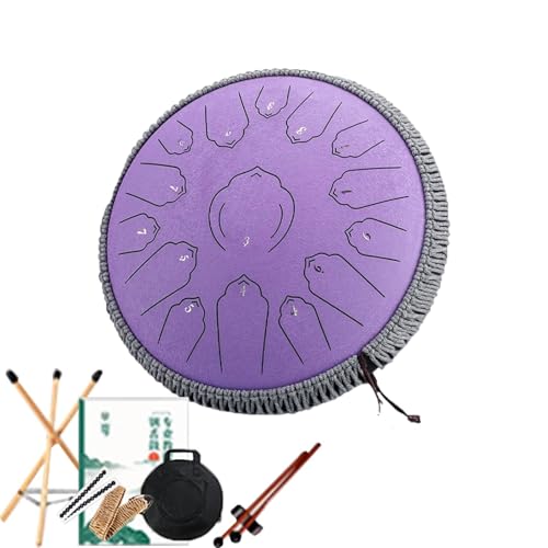 Rain Drum Geeignet Für Anfänger Schlaginstrumente Regentrommel Mit Einem Dicken Schlagsack Und Einer Fingerhülle Zungentrommel Geeignet Als Geschenk(14 inch,Purple) von LUNCHS