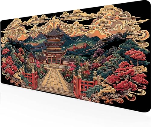 Gaming Mauspad Japan Mauspad XXL 600x300mm, Wasserdicht Anti-Rutsch Schreibtischunterlage Weiß Mouse Pad Vernähten Kanten pc Zubehör Gaming Mousepad für PC, Laptop, Geschenke für Männer 2-U von LUOLYYEI