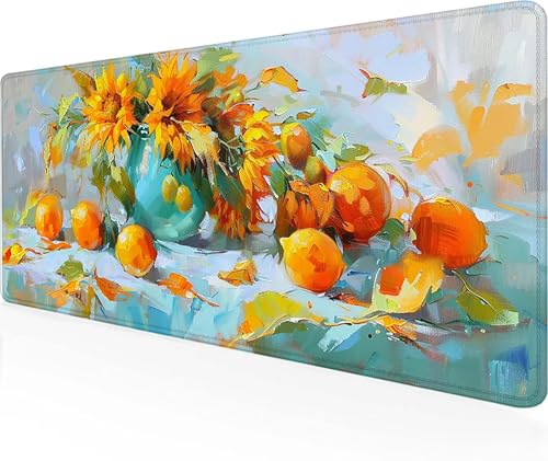 Mauspad Sonnenblume Gaming Mauspad XXL 900 x 300 mm, Vernähten Kanten Mousepad Gelb Schreibtischunterlage Gaming Zubehör WassXerdicht rutschfeste Gummibasis Mauspad Gaming für Office, Geschenke 7-2 von LUOLYYEI