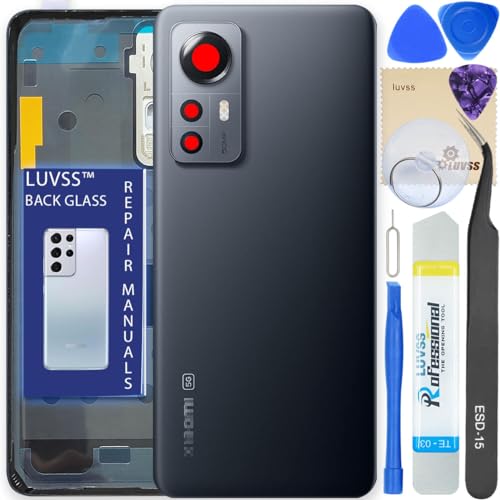 LUVSS Akkudeckel Kompatibel für Xiaomi 12 5G Rückseite Glas Deckel Backcover Ersatz Reparatur Set (Grau) von LUVSS