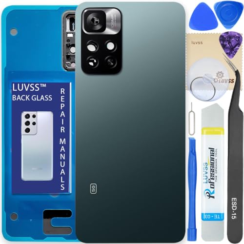 LUVSS Akkudeckel Kompatibel für Xiaomi Redmi Note 11 Pro+ Plus 5G Rückseite Glas Deckel Backcover Ersatz Reparatur Set (Grün) von LUVSS