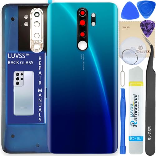 LUVSS Akkudeckel Kompatibel für Xiaomi Redmi Note 8 Pro Rückseite Glas Deckel Backcover Ersatz Reparatur Set (Blau) von LUVSS