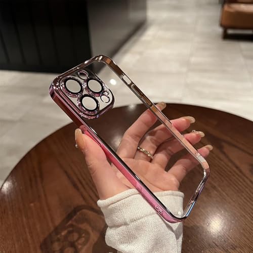 LVVLBBT Überzogene transparente Silikon-Telefonhülle für iPhone 15 14 13 12 11 Pro X XR XS Max 7 8 Plus Mini-Objektivschutzhülle Rückseite, Rose, für iPhone XR von LVVLBBT