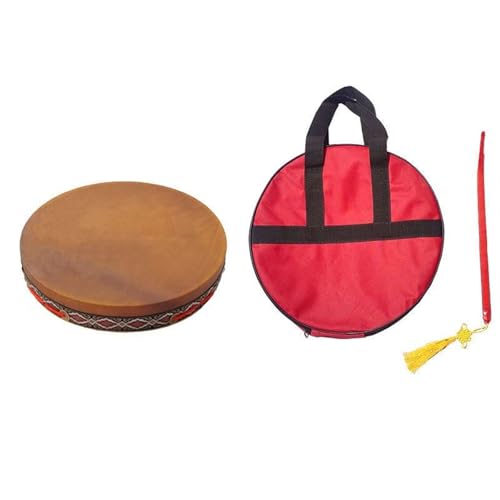 LVYUDS Handgefertigt Einseitig Bedruckt Buffalo Drum Trommelstöcken Taschen Meditation Yoga, Schamanische Trommel Zweireihig Kupferrohrblatt Schlagzeug Handtrommel Zeremonie(50cm,Bamboo drum whip) von LVYUDS