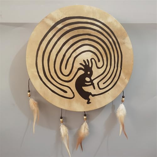 LVYUDS Rahmentrommel Musik Heilung Meditation Natürlich Leder, Trommelstöcke Taschen Schamanische Trommel Mystisch Totem Einseitig Handtrommel Alchemie Feiertag(40cm,Circle-A) von LVYUDS