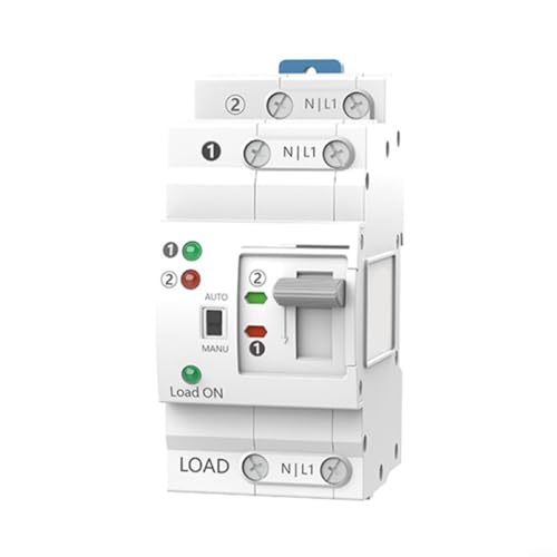 Automatischer Transferschalter, 2P, 63 A, 220 V, elektrisches ATS für Generator, hohe Leistung, nahtlose Versorgung, flammhemmendes Gehäuse, weiß, Temperaturbereich -30 - 85 ℃ von LVYXON