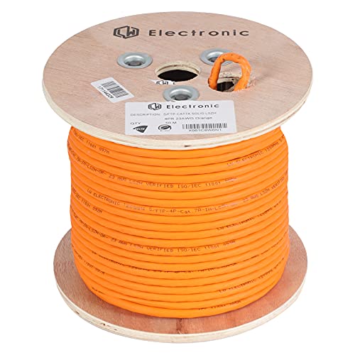 LW Electronic Verlegekabel Cat7A LAN Kabel 50m Gigabit Halogenfrei POE BauPVO Netzwerkkabel S/FTP PIMF 1200 MHz Kupfer AWG23 LSZH Installationskabel Datenkabel Orange von LW Electronic