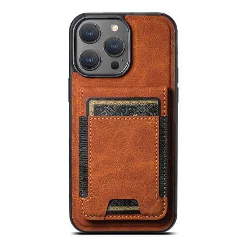 LWDXMYKW Abnehmbare Brieftaschen-Schutzhülle für iPhone 16 Pro, magnetische Handyhülle mit Kartenfächern, Ständer, Lederhülle, Orange, 16 Pro von LWDXMYKW