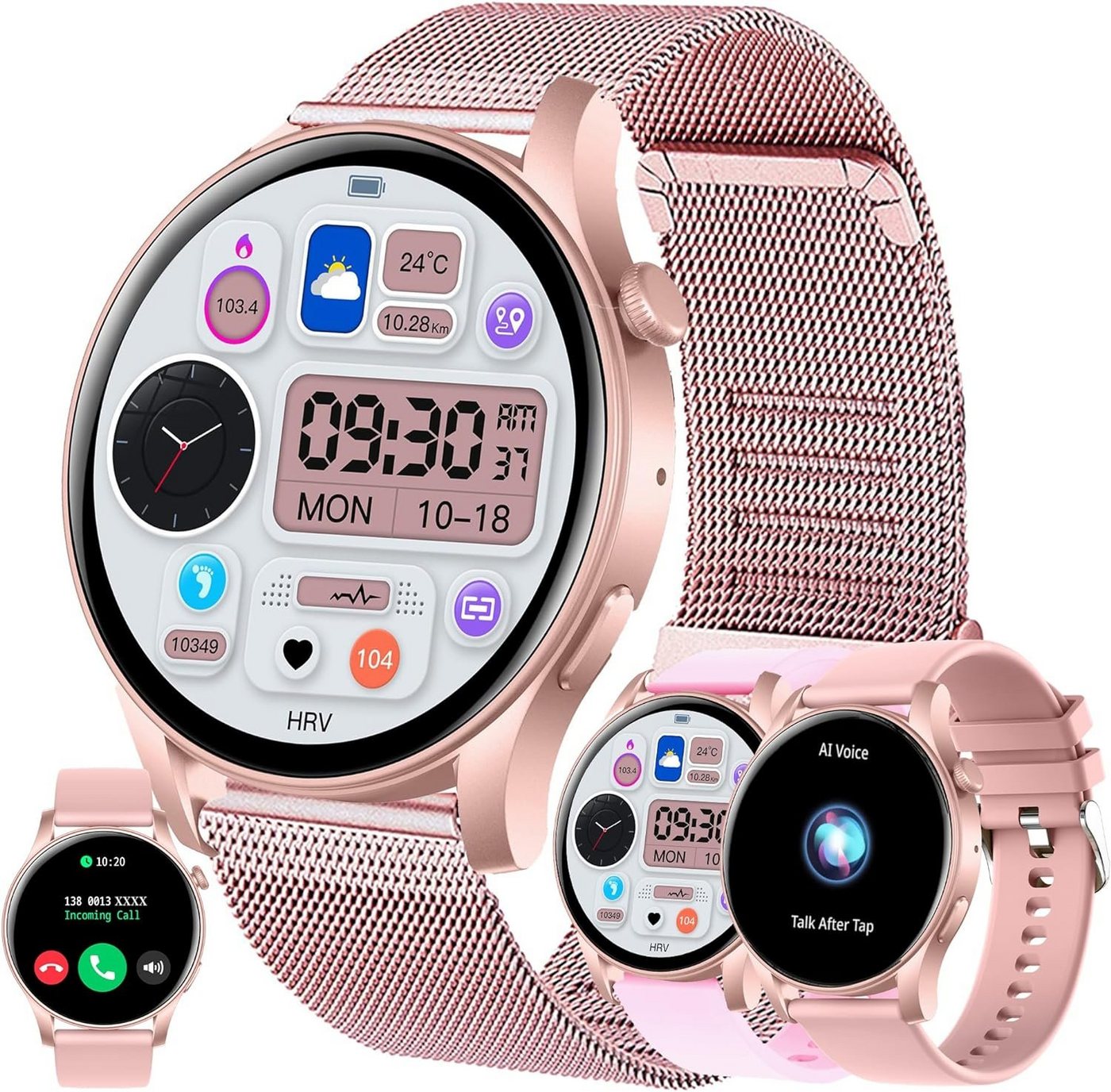 LWEARKD Smartwatch (1,43 Zoll, Android, iOS), mit Telefonfunktion Pulsmesser, Schlafmonitor, Schrittzähler, Tracker von LWEARKD