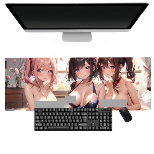 LWJUWOKL Sexy Girl-Mauspad, Anime-Mauspad (1 Stück), erweitertes großes Gaming-Mauspad, großes Mauspad mit rutschfestem Gummi, Tastatur-Mauspad (800 x 300 mm) von LWJUWOKL