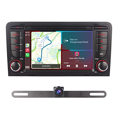 LXKLSZ Android GPS Navigation Autoradio für Audi A3 S3 RS3 2003-2012 mit Wireless Carplay Android Auto, 7 Zoll IPS Bildschirm WiFi GPS 4G-LTE Bluetooth AHD Rückfahrkamera von LXKLSZ