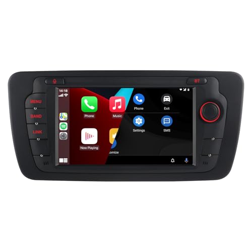 Autoradio für Seat Ibiza mit Kabelloses CarPlay Android Auto Double din mit 7 Zoll IPS Bluetooth/FM/AM Radio/USB/hohe Leistung für Seat Ibiza 2009-2013 von LXKLSZ