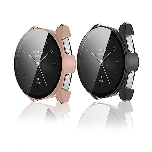 2 Pack Hülle Kompatibel mit Xiaomi Mi Watch S2 Case PC TPU Ultradünne Gehäuse Hülle für Xiaomi Mi Watch S2 Anti-Fall schützen Kratzfest Hülle für Xiaomi Mi Watch S2 Hülle (5) von LXURY