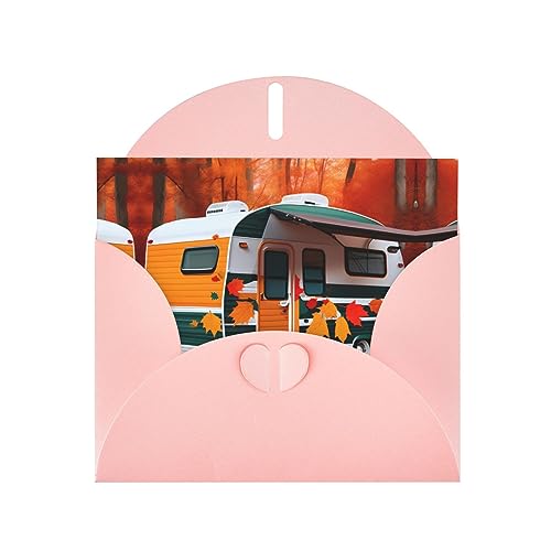 LXqlSS Happy Fall gemischte Briefumschläge mit Camper-Blättern, Perlpapier, innen blanko, perfekte Grußkarten-Sortiment, Rosa von LXqlSS