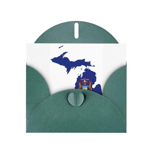 LXqlSS Michigan State Flag Map Assorted Birthday Cards Envelopes - Pearl Paper, Perfect Greeting Cards Assortmen von LXqlSS