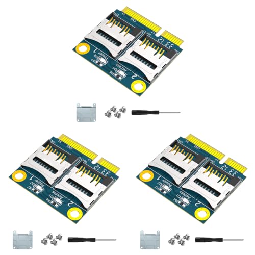 LYEAA Mini-PCI-E-Adapter, Dual-TF-Kartenleser mit halber Halterung für alle PCI-Steckplätze, PCI-E-zu-TF-Konvertierungskarte von LYEAA