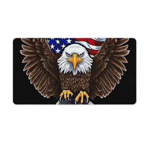 Großes erweitertes Mauspad, Gaming-Mauspad, USA-Flagge, Patriotischer Adler, Computertastatur-Schutzmatte für Schreibtisch, Büro, lang, 40 x 75 cm, großes Mauspad mit rutschfester Gummiunterseite von LYHVSFJW