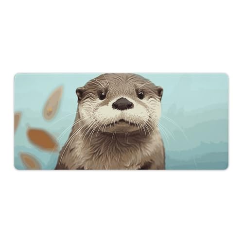 Großes erweitertes Mauspad, Gaming-Mauspad, niedlicher Otter, Computertastatur-Schutzmatte für Schreibtisch, Büro, lang, 40 x 90 cm, großes Mauspad mit rutschfester Gummiunterseite von LYHVSFJW