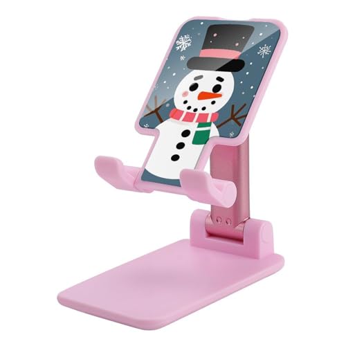 LYHVSFJW Handy-Ständer, faltbar, Frohe Weihnachten, niedlicher Schneemann, Handy-Ständer für Schreibtisch, verstellbare Handyhalterung, tragbarer Tablet-Ständer mit 10,2 - 33 cm (4 - 13 Zoll), Rosa von LYHVSFJW