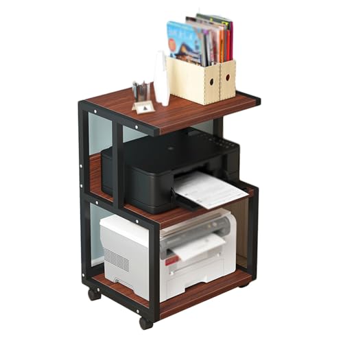 LYHXYLFT AV-Medienständer, 3-lagiges Offenes Audio-Rack, CD-Player-Ständer, AV-Medien-Audio-Ständer for Wohnzimmer, Büro, Aufnahmestudio, Theater(Black+Teak) von LYHXYLFT