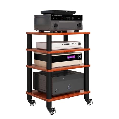 LYHXYLFT AV-Medienständer, Regal for CD-Player-Videospielkonsolen, 4-lagiges Offenes Audio-Speicher-Rack ， for Das Wohnzimmer-Aufnahmestudio-Theater(A) von LYHXYLFT