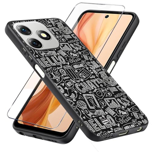 LYJERRY Handyhülle Schwarz hülle stoßfest Kompatibel mit Ulefone Note 18 Ultra,1Pcs Hülle mit Schutzglas,Schutzhülle Bumper Cover hülle silikon für Ulefone Note 18 Ultra Displayschutzfolie von LYJERRY