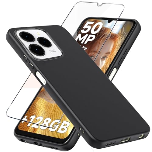 LYJERRY Handyhülle Schwarz hülle stoßfest Kompatibel mit Ulefone Note 20 Pro,1Pcs Hülle mit Schutzglas,Schutzhülle Bumper Cover hülle silikon für Ulefone Note 20 Pro Displayschutzfolie von LYJERRY