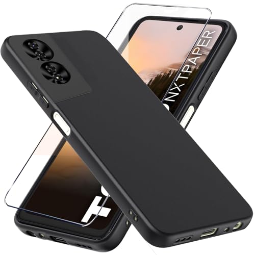 LYJERRY Handyhülle Schwarz hülle stoßfest für TCL 40 NxtPaper 4G,1Pcs Hülle mit 1Pcs panzerglas,Schutzhülle Bumper Cover hülle silikon für TCL 40 NxtPaper 4G Displayschutzfolie von LYJERRY