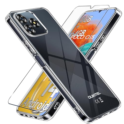 LYJERRY Hülle Transparent Weich handyhülle Kompatibel mit Oukitel C53 Hülle, Schutzglas mit hülle Schutzhülle Bumper Cover Silikon Gel für Oukitel C53 Hülle durchsichtig von LYJERRY