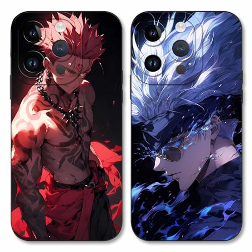 2 Stück Handyhülle für Apple iPhone 14 Pro Hülle 6.1 Zoll, Anime Motiv Jujutsu Kaisen Gojo Satoru Itadori Yuji Manga Muster Schutzhülle Jungs Case Schutz der Linse Design Cover Stoßfest, Schwarz1 von LYUBFDC