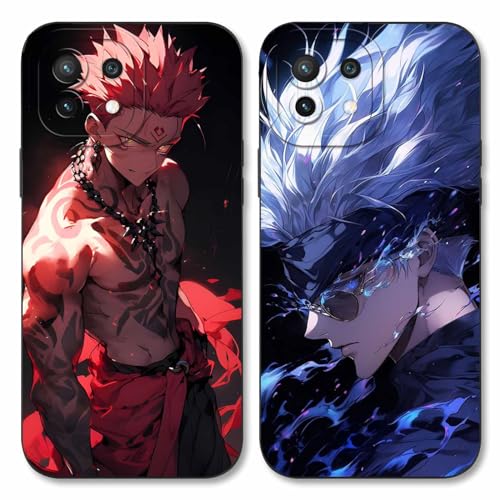 2 Stück Handyhülle für Xiaomi Mi 11 Lite(4/5G) Hülle 6.55'', Anime Motiv Jujutsu Kaisen Gojo Satoru Itadori Yuji Manga Muster Schutzhülle Jungs Case Schutz der Linse Design Cover Stoßfest, Schwarz1 von LYUBFDC