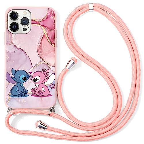 Handykette Handyhülle für Apple iPhone 16-6.1" Hülle mit Band, Schön Karikatur Anime Lustig Necklace Hülle mit Kordel zum Umhängen Silikon Weich TPU Schutzhülle für Apple iPhone 16, Niedlich von LYUBFDC