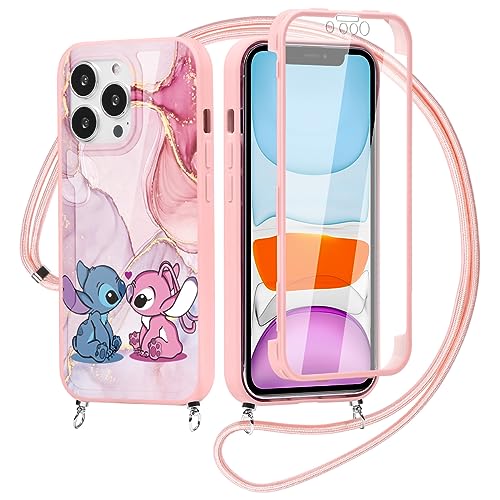 LYUBFDC Handykette Handyhülle für Samsung Galaxy A35 5G-6.6" Hülle mit Band, Kawaii Niedlich Lustig Hülle mit Kordel zum Umhängen 360 Grad Fullbody Schutzhülle mit Displayschutz Case, Rosa von LYUBFDC