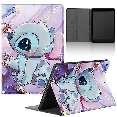 Marmor Tablet Hülle für Apple iPad 10 Generation 2022 10,9",Karikatur Stitch Anime Muster Case Shockproof Weiche PU Leder Flip TPU Silicone Cover mit Leichte Stand Tablet Schutzhülle Schwarz,06 von LYUBFDC