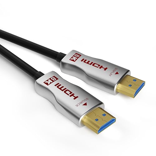 LYW 8K HDMI Glasfaserkabel 12m, 48 Gbps Ultra High Speed HDMI 2.1 Kabel 8K60Hz 4K120Hz HDR/HDCP 2.2&2.3/eARC Schlankes flexibles direktionales HDMI Kabel, kompatibel mit PS5/Apple/LG/Samsung/Sony TV von LYW