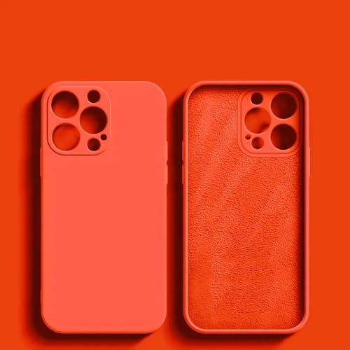 LYWZDZQ Luxuriöse Hülle aus flüssigem Silikon für iPhone 15 14 13 12 11 Pro Max Plus, weiche Hüllen, stoßfeste Stoßstangenabdeckung, Telefonzubehör, Pink Orange, für iPhone 13 Pro von LYWZDZQ