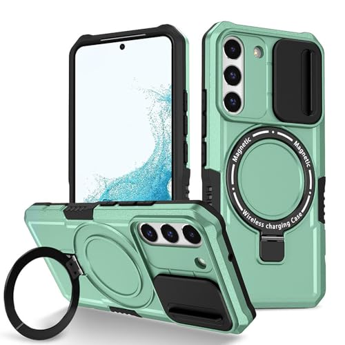 Stoßfeste Panzer-Handyhülle für Samsung Galaxy S21 S22 S23 S24 S20 Note20 Plus Ultra FE Hülle Kabelloses Laden Magnetisch, Hellblau, Für Galaxy S23 Ultra von LYWZDZQ