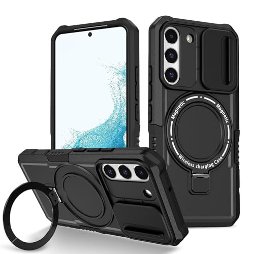 Stoßfeste Panzertelefonhülle für Samsung Galaxy S21 S22 S23 S24 S20 Note20 Plus Ultra FE Cover Kabelloses Laden Magnetisch, Schwarz, Für Galaxy S24 von LYWZDZQ