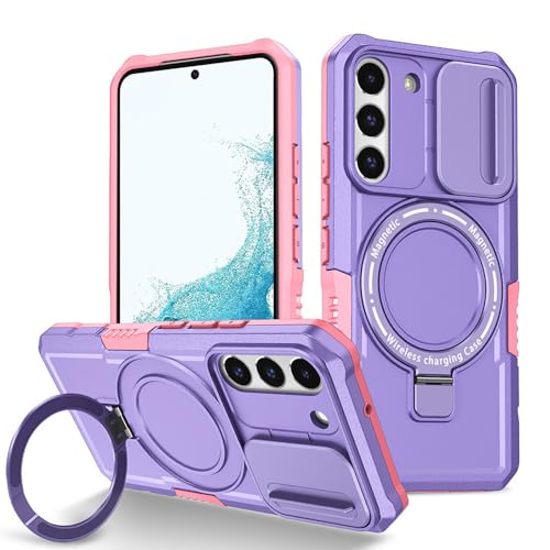 Stoßfeste Panzerungs-Handyhülle für Samsung Galaxy S21 S22 S23 S24 S20 Note20 Plus Ultra FE Hülle Kabelloses Laden Magnetisch, Rosa-Lila, Für Galaxy S24 Plus von LYWZDZQ